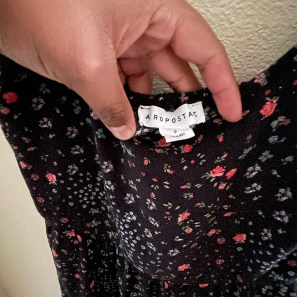Black floral short summer dress